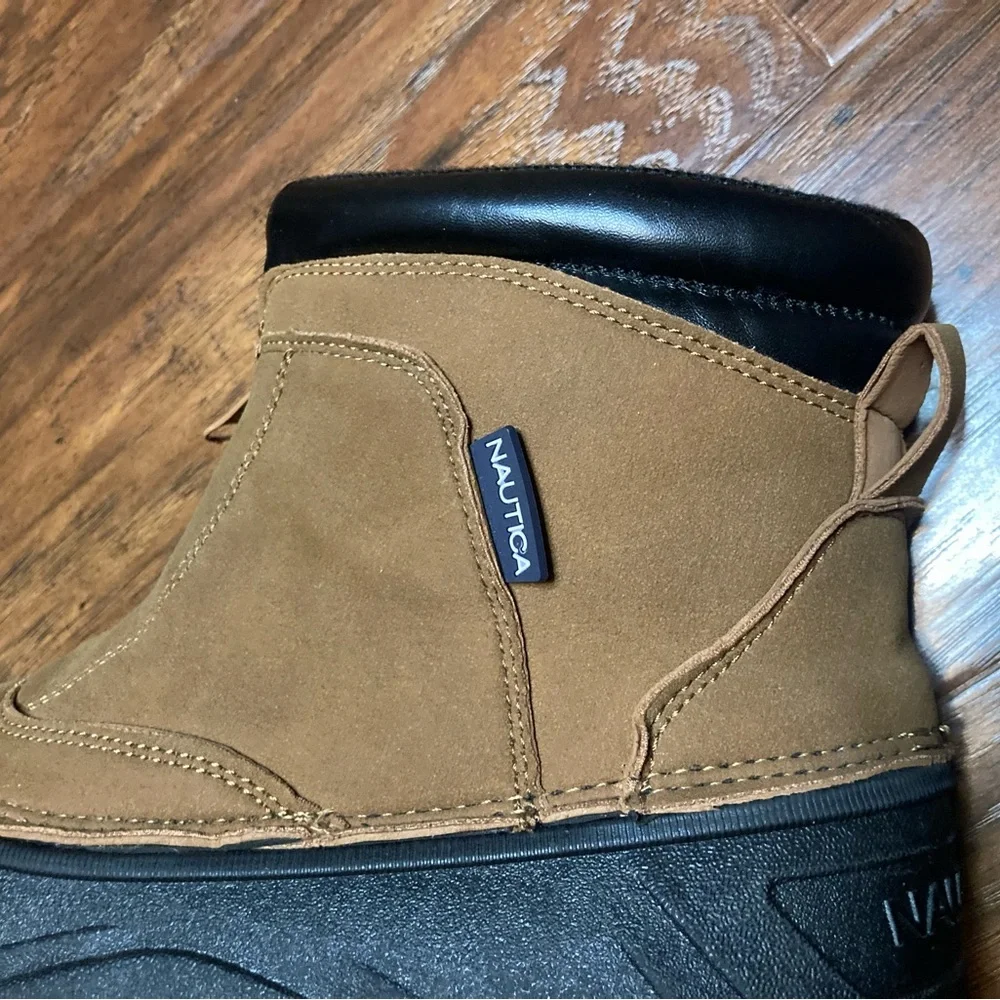 Nautica Men's Tidewater Zip Winter Snow Boots Tan/Black Waterproof 3M Sz 7M New